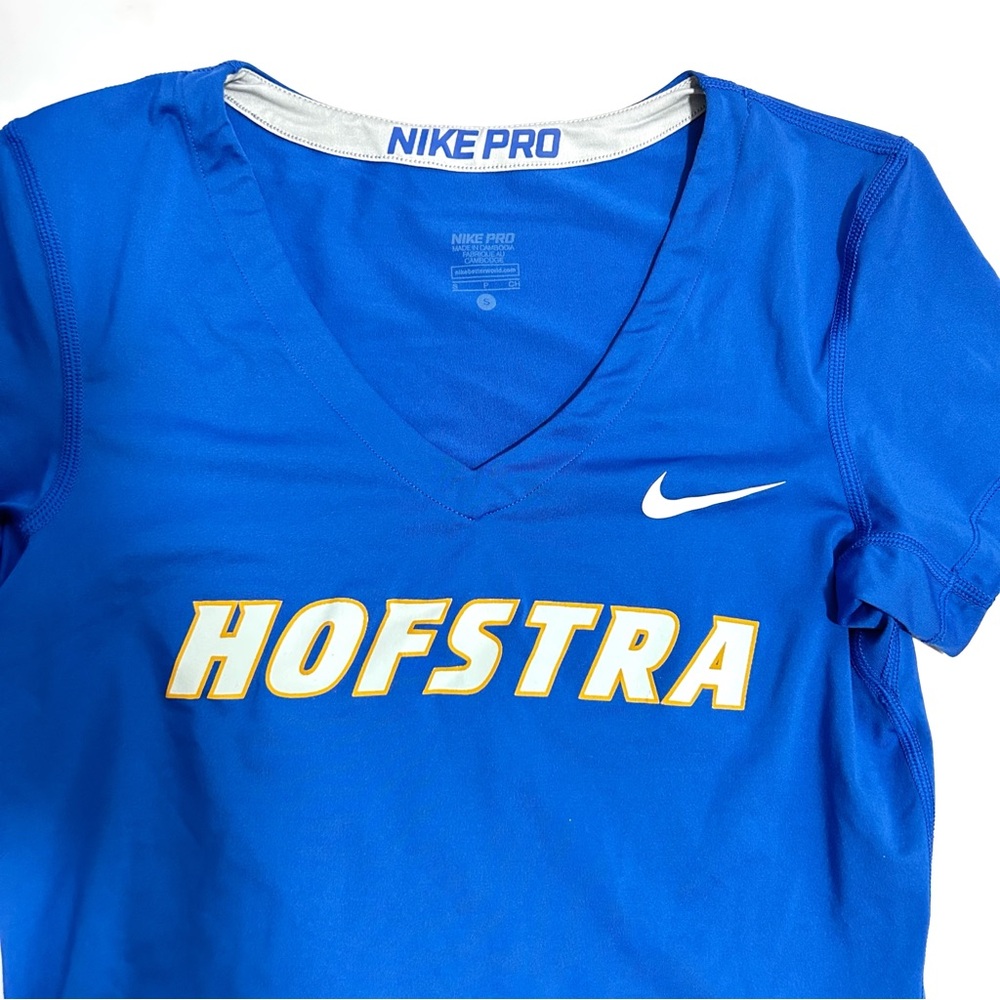 Hofstra University Nike Pro V-Neck Short Sleeve Shirt Women’s Small Royal Blue - Picture 3 of 7